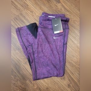 Nike Dri-Fit Cropped Leggings Purple Black women's size M